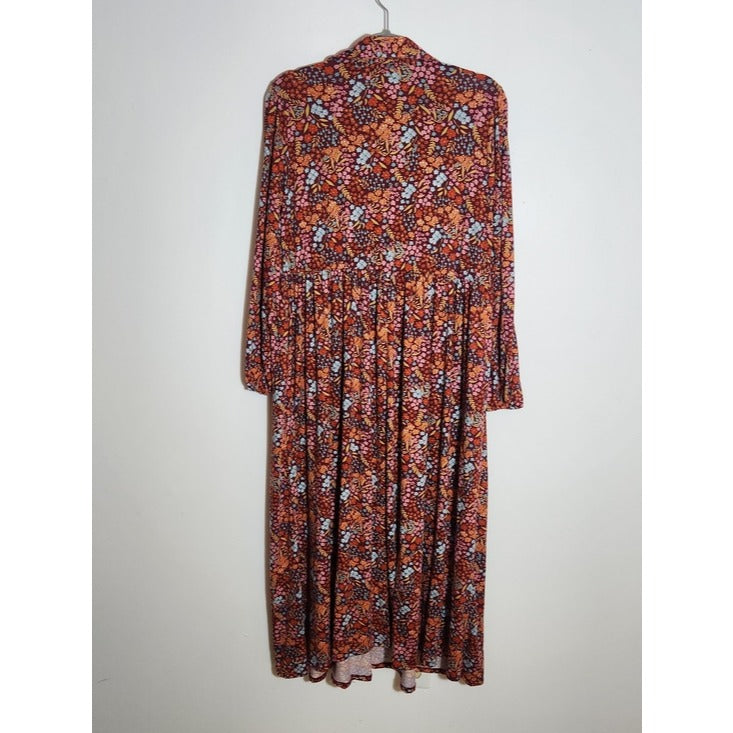 Haptics Womens Burgundy Floral Maxi Dress Size Medium