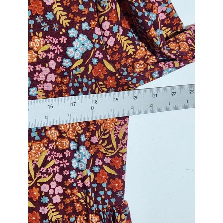 Haptics Womens Burgundy Floral Maxi Dress Size Medium