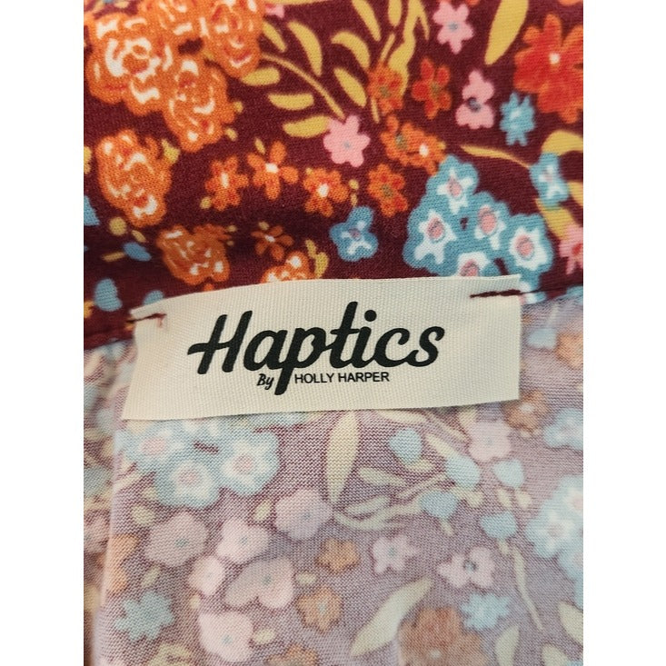 Haptics Womens Burgundy Floral Maxi Dress Size Medium