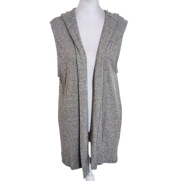 Nally & Millie Heather Gray Ribbed Knit Sweater Vest Hoodie Size XL NWT