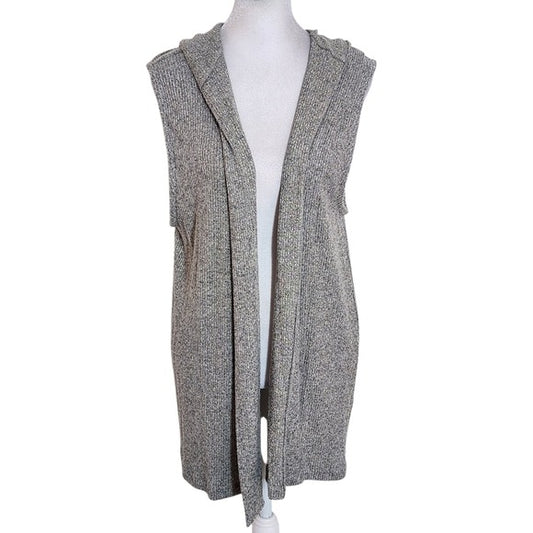 Nally & Millie Heather Gray Ribbed Knit Sweater Vest Hoodie Size XL NWT