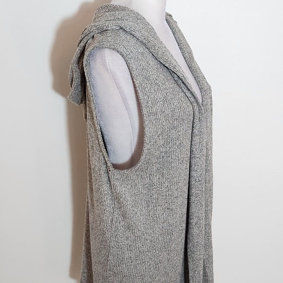 Nally & Millie Heather Gray Ribbed Knit Sweater Vest Hoodie Size XL NWT