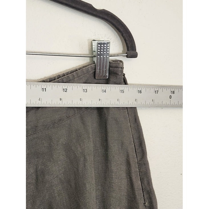 Soft Surroundings Gray Linen Maxi Skirt with Applique and Raw Edge Size Medium