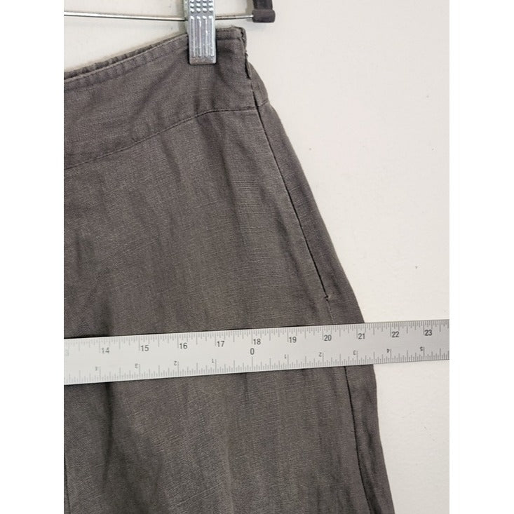 Soft Surroundings Gray Linen Maxi Skirt with Applique and Raw Edge Size Medium