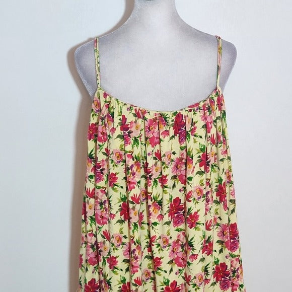Calvin Klein Yellow and Pink Floral Mini Dress Size 12