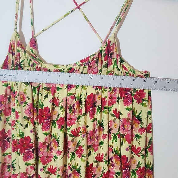 Calvin Klein Yellow and Pink Floral Mini Dress Size 12