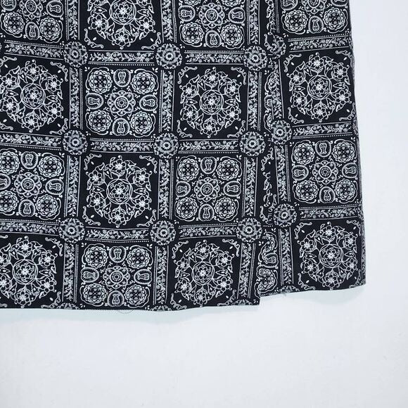 Talbots Black and White Bandana Print Mini Wrap Skirt Size 10 Wrap Skirt, New