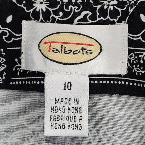 Talbots Black and White Bandana Print Mini Wrap Skirt Size 10 Wrap Skirt, New
