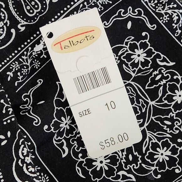 Talbots Black and White Bandana Print Mini Wrap Skirt Size 10 Wrap Skirt, New