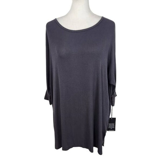 Michael Lauren Dark Gray Ribbed Knit Layered Back Tunic Size XS