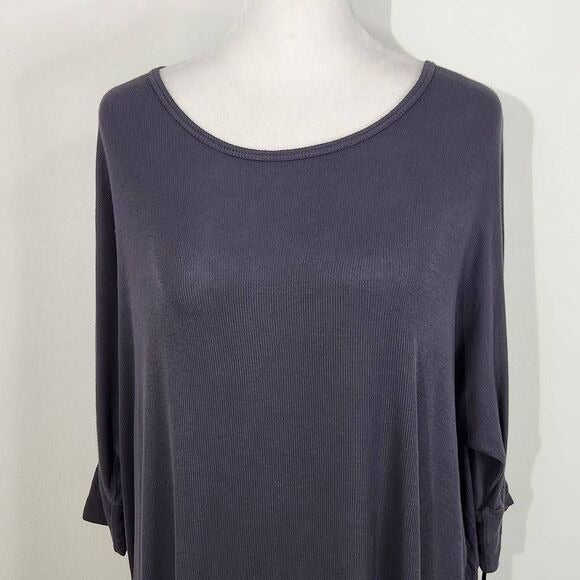 Michael Lauren Dark Gray Ribbed Knit Layered Back Tunic Size XS