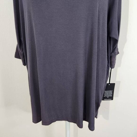 Michael Lauren Dark Gray Ribbed Knit Layered Back Tunic Size XS
