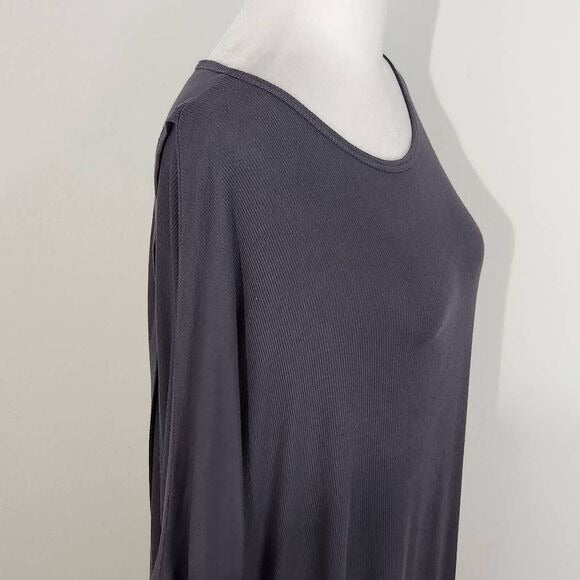 Michael Lauren Dark Gray Ribbed Knit Layered Back Tunic Size XS