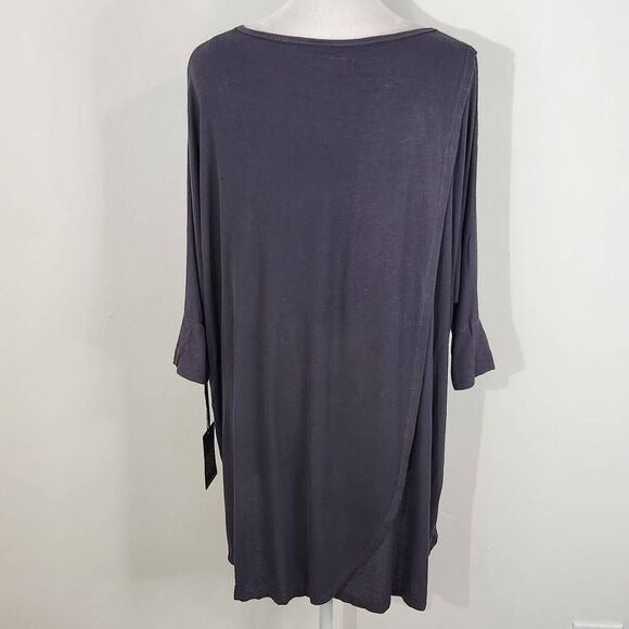 Michael Lauren Dark Gray Ribbed Knit Layered Back Tunic Size XS
