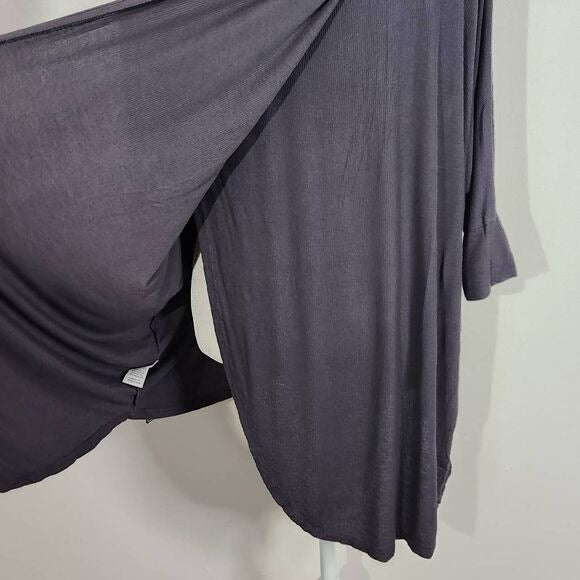 Michael Lauren Dark Gray Ribbed Knit Layered Back Tunic Size XS