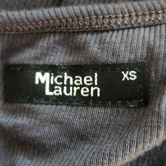 Michael Lauren Dark Gray Ribbed Knit Layered Back Tunic Size XS