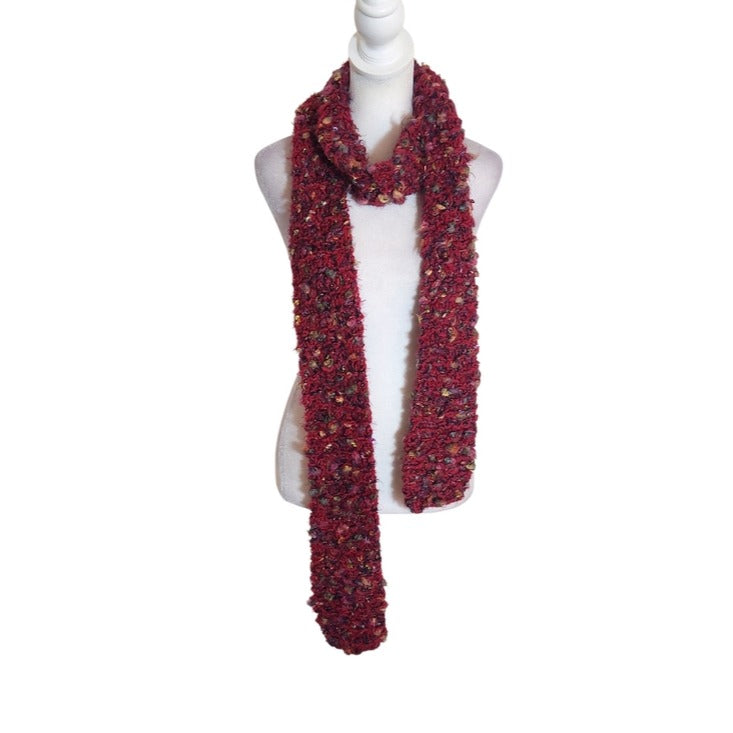 Handmade Burgundy Red Chunky Knit Scarf 83 Inch