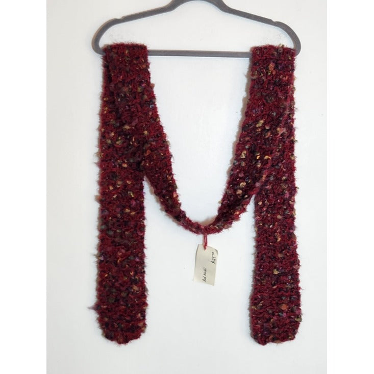 Handmade Burgundy Red Chunky Knit Scarf 83 Inch