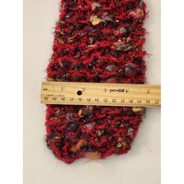 Handmade Burgundy Red Chunky Knit Scarf 83 Inch