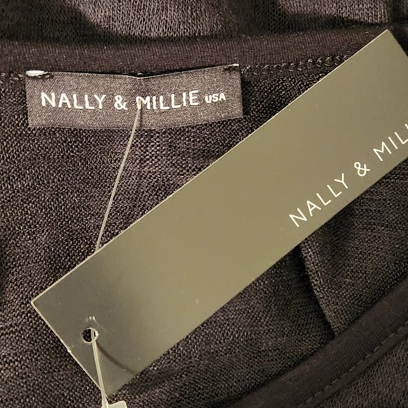 Nally & Millie Black Slub Knit Tunic Size Large/XL NWT
