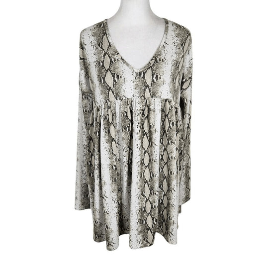 White Birch Snakeskin Babydoll Tunic Size Small Snakeskin Print Knit Top