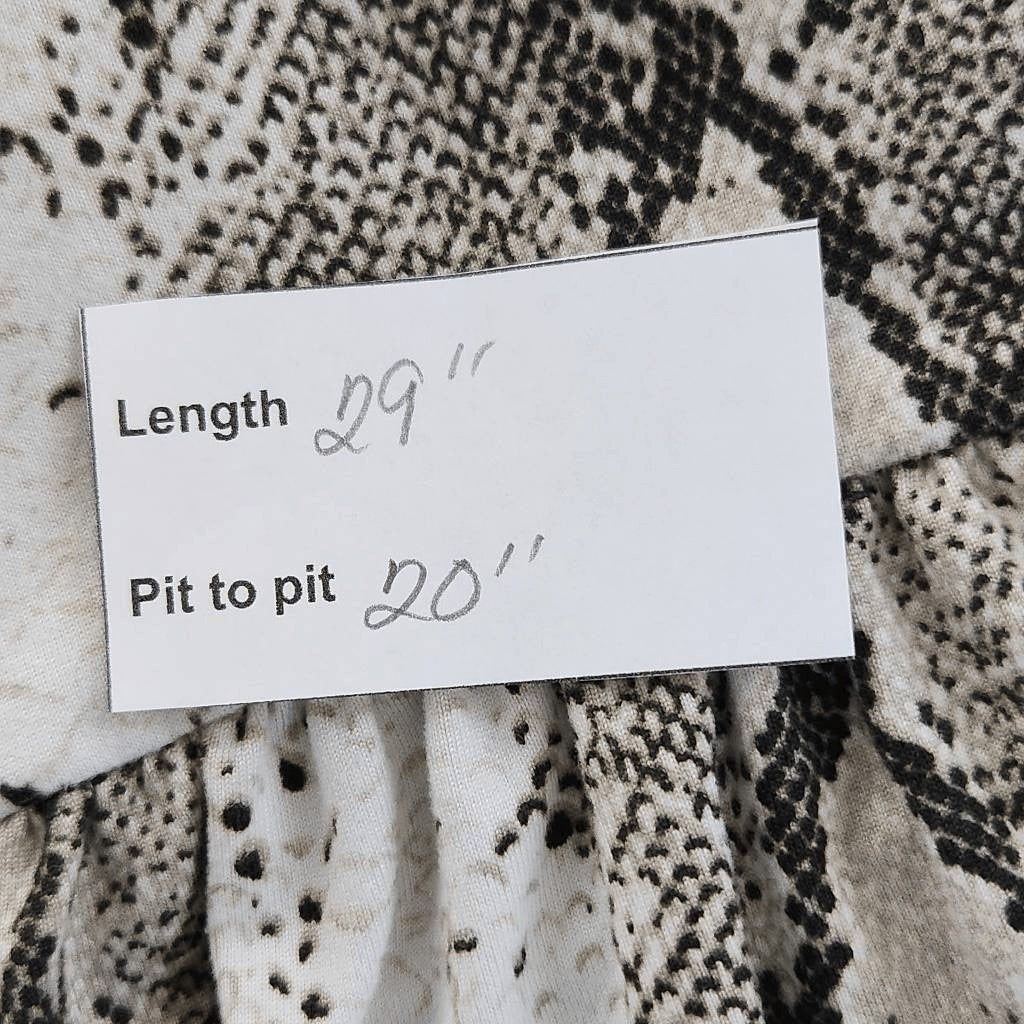 White Birch Snakeskin Babydoll Tunic Size Small Snakeskin Print Knit Top