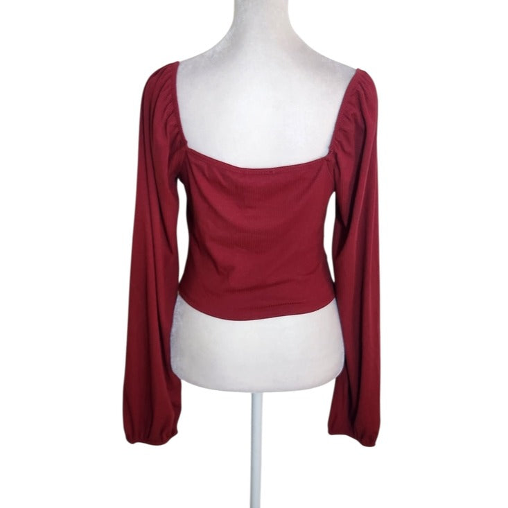 Forever 21 Burgundy Ribbed Knit Cropped Top Size XL NWT