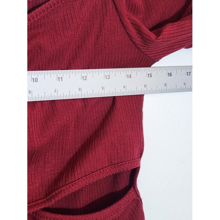 Forever 21 Burgundy Ribbed Knit Cropped Top Size XL NWT