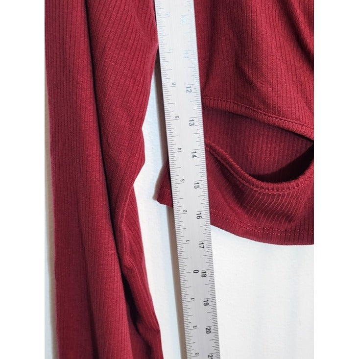 Forever 21 Burgundy Ribbed Knit Cropped Top Size XL NWT