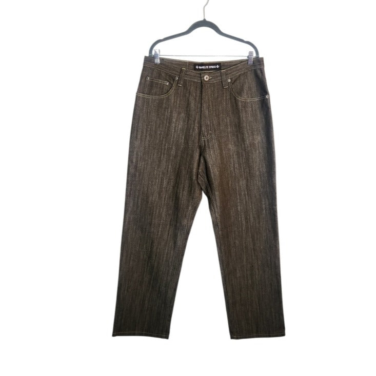 Brooklyn Xpress Brown Textured Relaxed Fit Denim Jeans Size 36 x 34