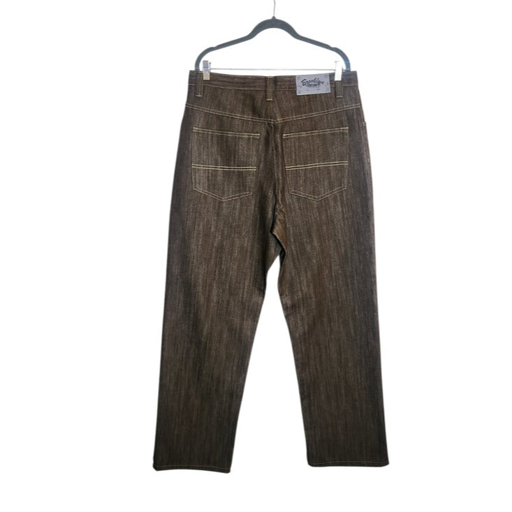 Brooklyn Xpress Brown Textured Relaxed Fit Denim Jeans Size 36 x 34