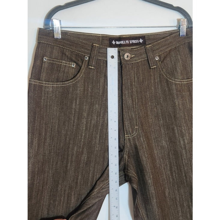 Brooklyn Xpress Brown Textured Relaxed Fit Denim Jeans Size 36 x 34