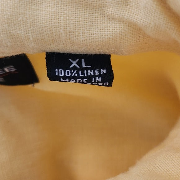 Roundtree & Yorke Men's Yellow Short Sleeve Linen Shirt Sz XL Button Down Shirt