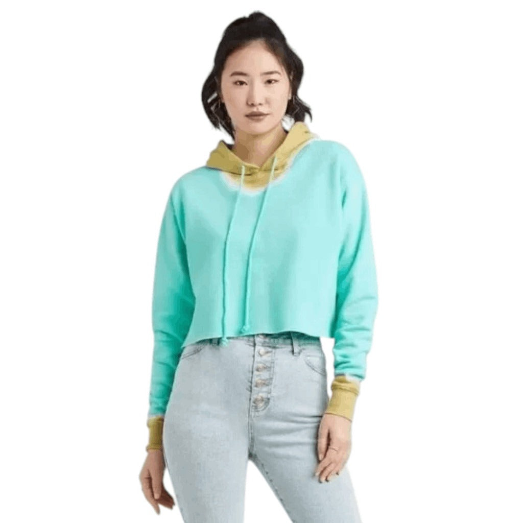 Wild Fable Blue and Gold Tie-Dye Cropped Hoodie Sweatshirt Size XL Tie-Dye Top