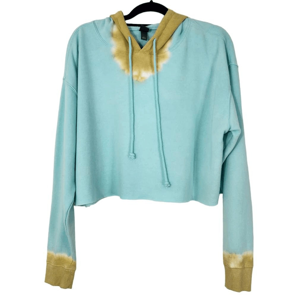 Wild Fable Blue and Gold Tie-Dye Cropped Hoodie Sweatshirt Size XL Tie-Dye Top