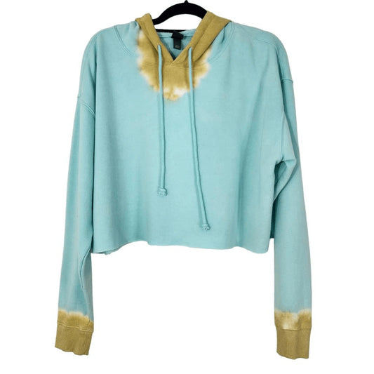Wild Fable Blue and Gold Tie-Dye Cropped Hoodie Sweatshirt Size XL Tie-Dye Top