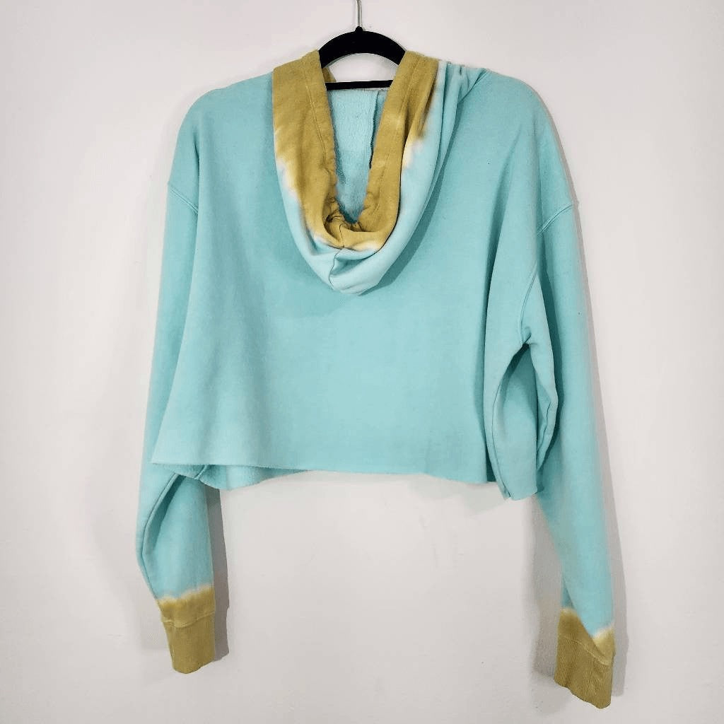 Wild Fable Blue and Gold Tie-Dye Cropped Hoodie Sweatshirt Size XL Tie-Dye Top