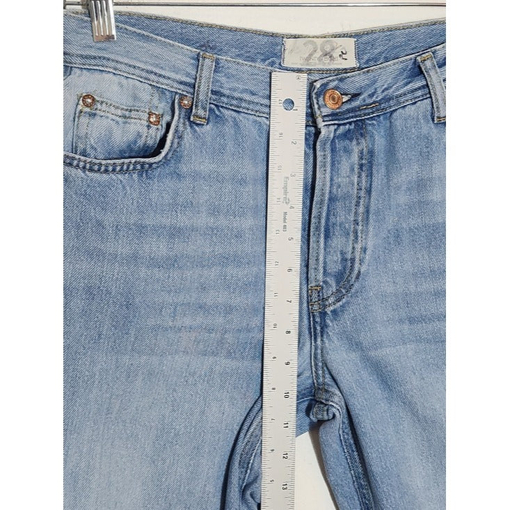 We The Free Distressed Light Wash Cropped Straight Leg Jeans Size 28