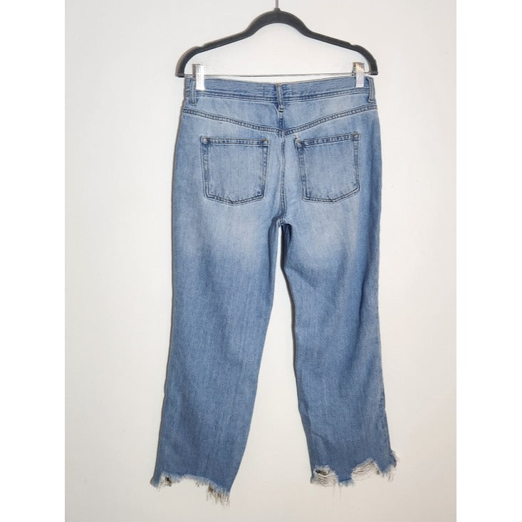 We The Free Distressed Light Wash Cropped Straight Leg Jeans Size 28