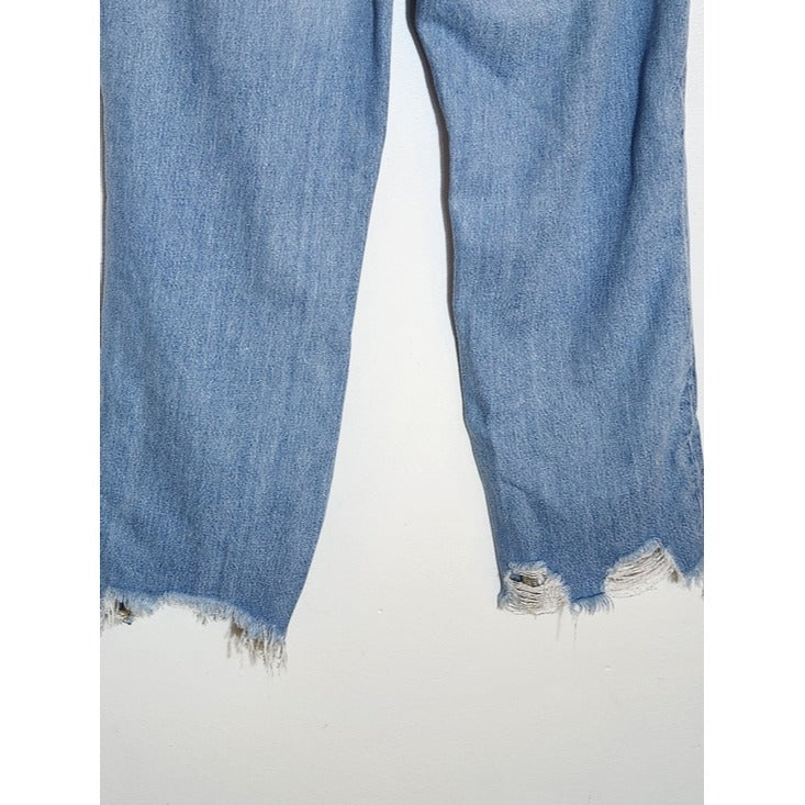 We The Free Distressed Light Wash Cropped Straight Leg Jeans Size 28