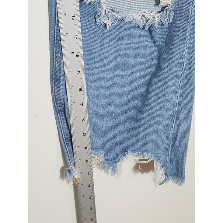 We The Free Distressed Light Wash Cropped Straight Leg Jeans Size 28