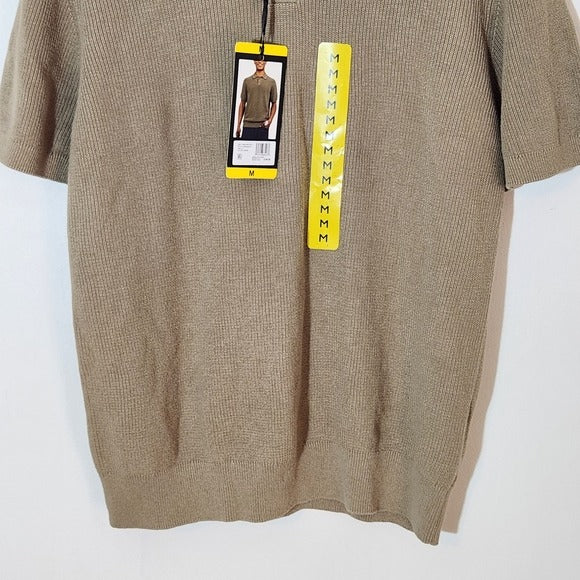 DKNY Khaki Mens Short Sleeve Sweater Polo Size Medium NWT