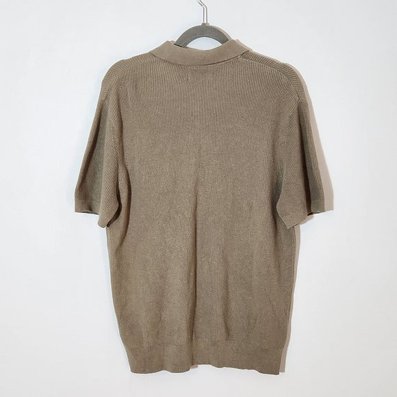 DKNY Khaki Mens Short Sleeve Sweater Polo Size Medium NWT