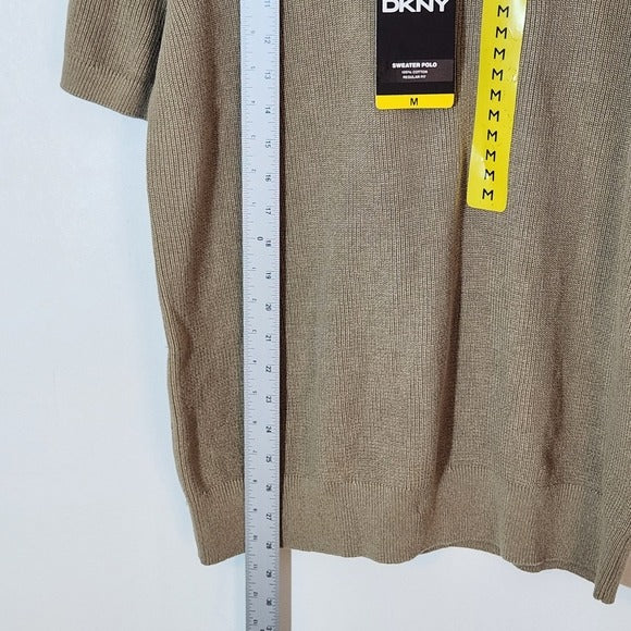 DKNY Khaki Mens Short Sleeve Sweater Polo Size Medium NWT