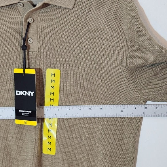 DKNY Khaki Mens Short Sleeve Sweater Polo Size Medium NWT