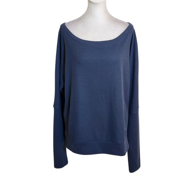 Nike Womens Navy Textured Knit Top with Dolman Sleeves Size Large