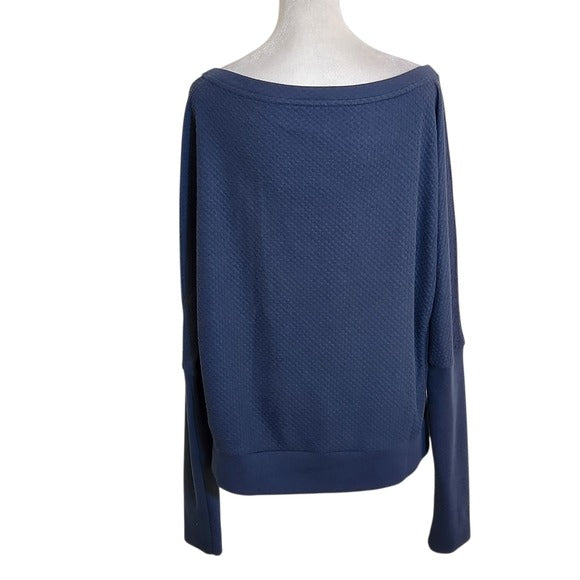 Nike Womens Navy Textured Knit Top with Dolman Sleeves Size Large