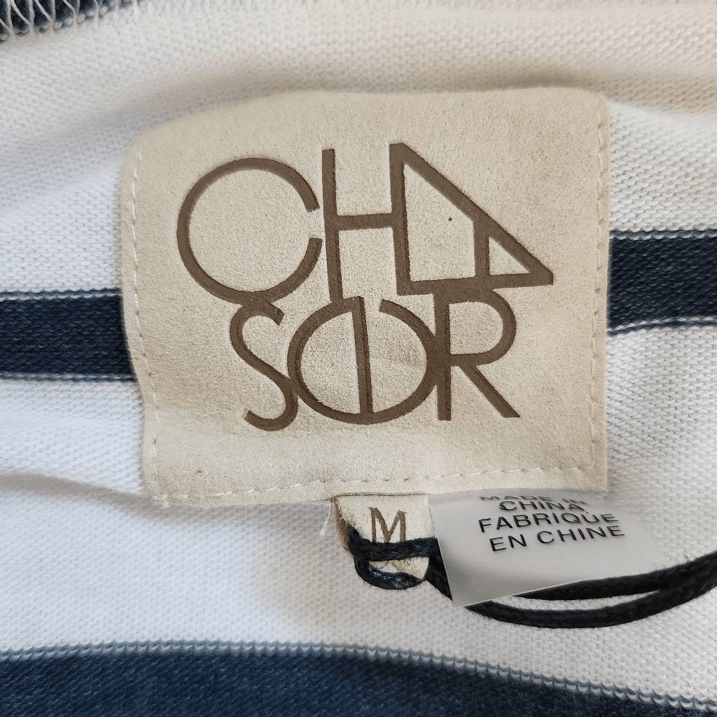 Chaser Navy and White Stripe Hoodie NWT Size Medium Preppy Nautical Pullover