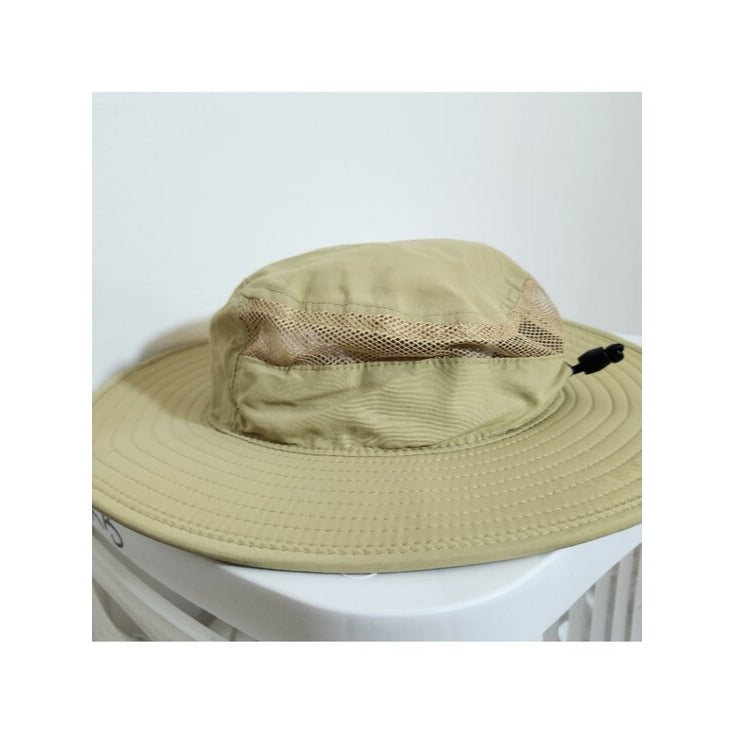 Unisex Khaki Fishing Sun Hat with Chin Strap One Size