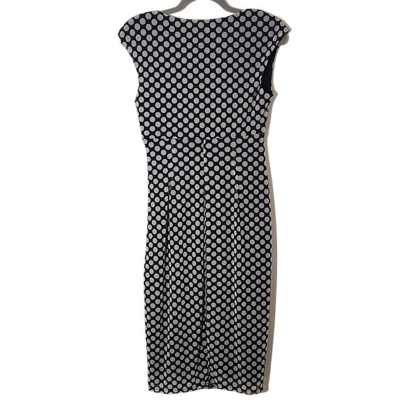 London Times Black and White Mesh Polka Dot Sheath Dress Size 8